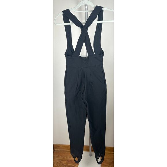 Vintage Nils Women's Ski Snow Full Bib Bibs Size XS/S Black Stirrup Pants Skiing - Picture 2 of 5